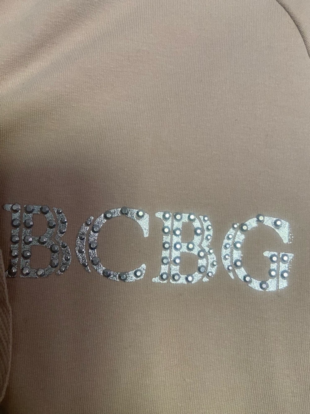 ✌️BCBGMaxAzria Beige Zip-Up Hoodie/Pants with Silver Logos/Hardware - Picture 5 of 15